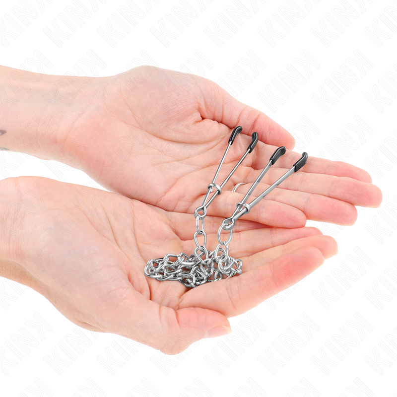 Pinces à Tétons Fines avec Chaîne Épaisse 30 cm BDSM - Kink