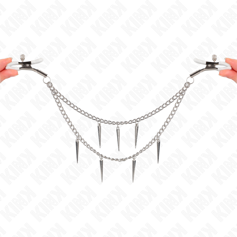 Pinces à Tétons Métal avec Chaîne à Pointes 30 cm - Kink