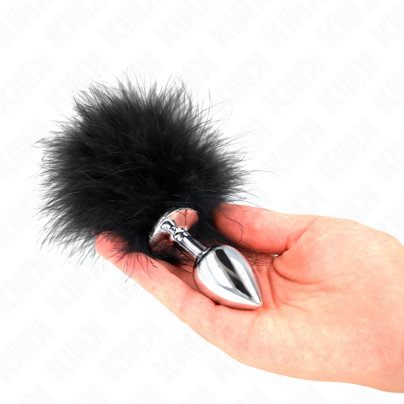 Plug Anal Bijou Acier Inoxydable avec Plume 11 x 7 cm - Kink