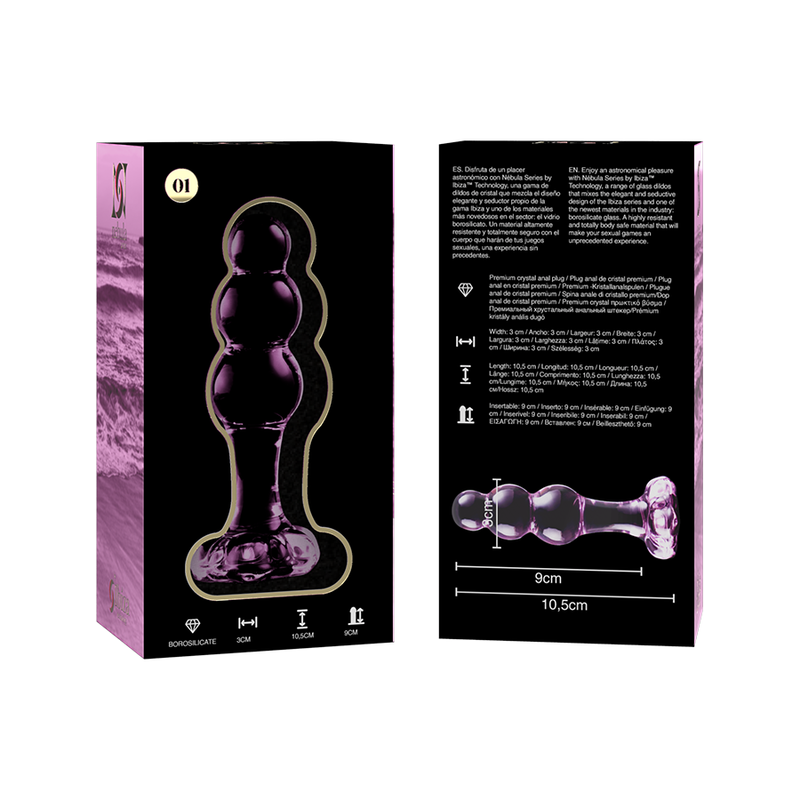 Plug Anal Verre Borosilicate Modèle 1 Base Large 10,5 cm - Nebula Series By Ibiza