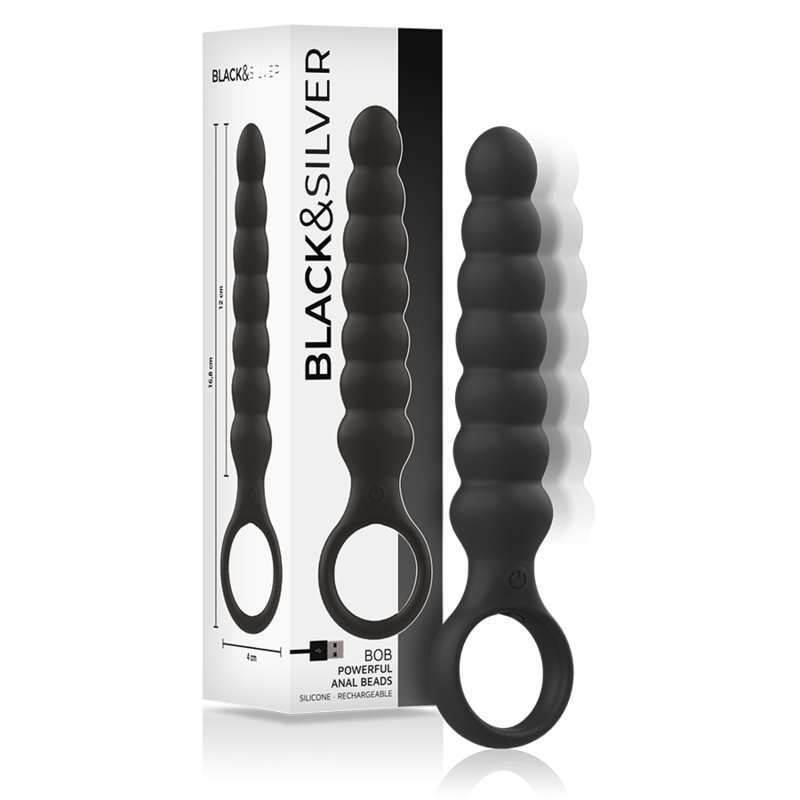 Plug Anal Vibrant Bob Silicone Doux 10 Modes Rechargeable - Black&Silver