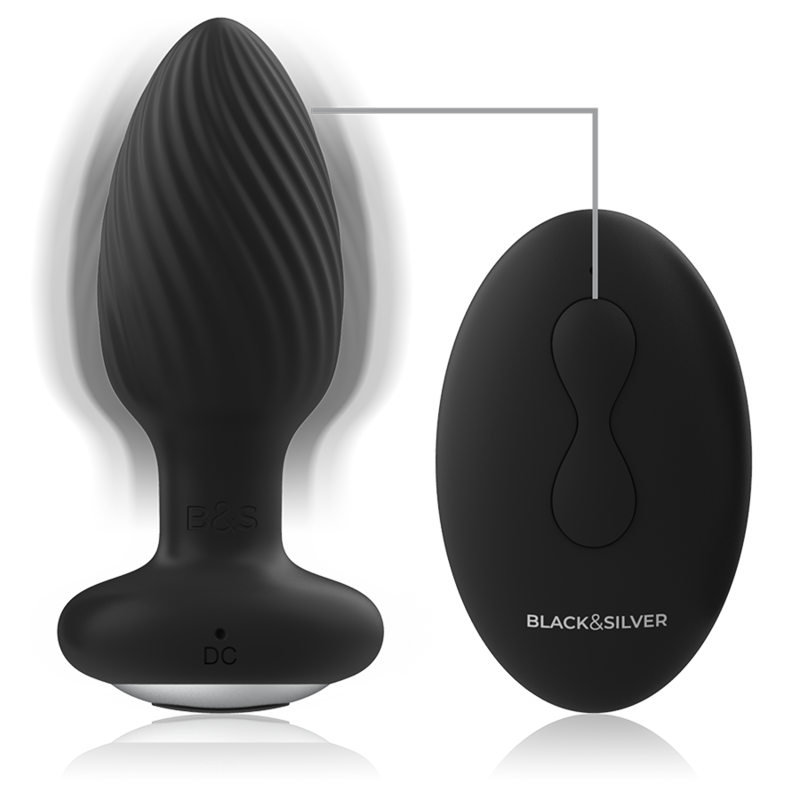 Plug Anal Vibrant Rotatif Wells Télécommande 10 Programmes IPX6 - Black&Silver