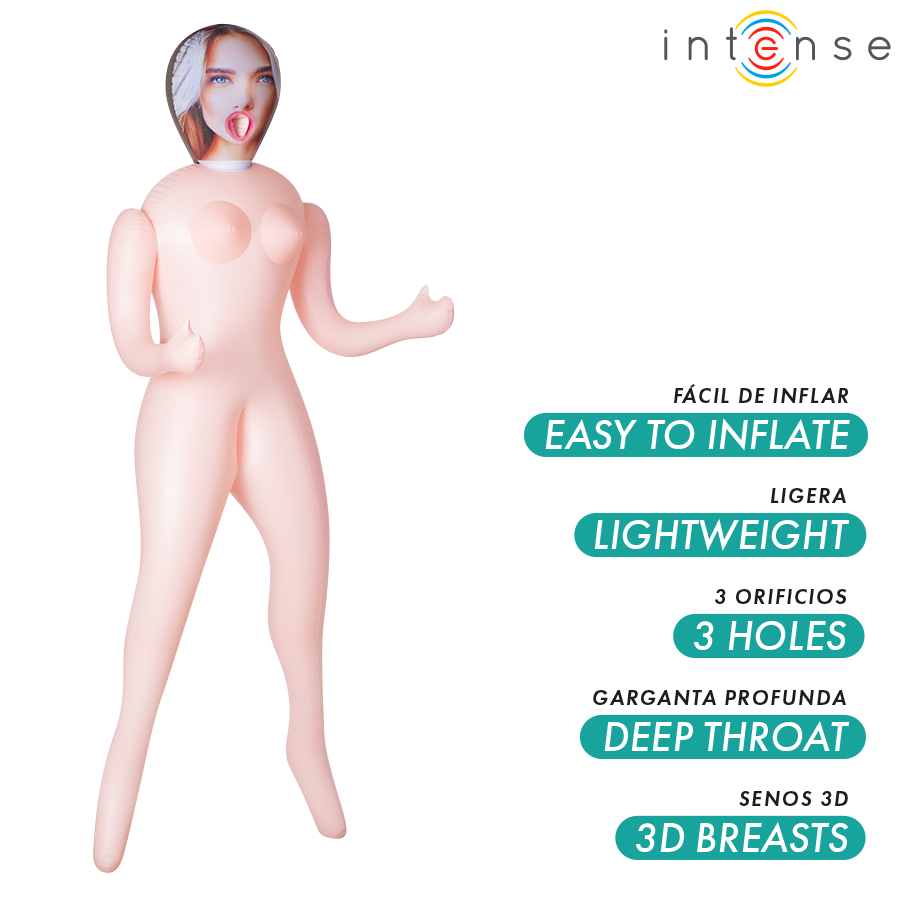 Poupée Gonflable Nicole 3 Orifices Seins 3D 1,45 m - Intense