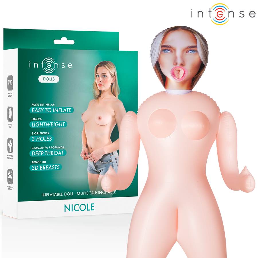 Poupée Gonflable Nicole 3 Orifices Seins 3D 1,45 m - Intense