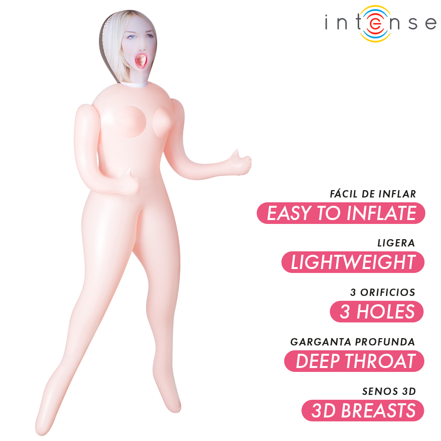 Poupée Gonflable Réaliste Ingrid 3 Orifices Seins 3D 1,45 m - Intense