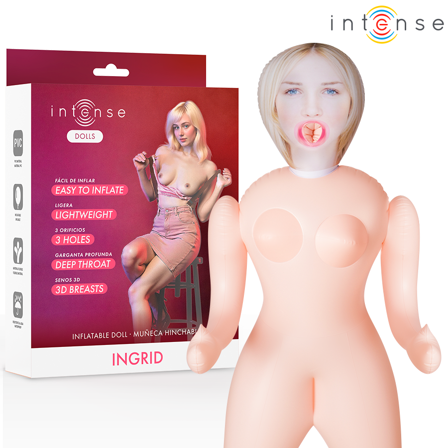 Poupée Gonflable Réaliste Ingrid 3 Orifices Seins 3D 1,45 m - Intense