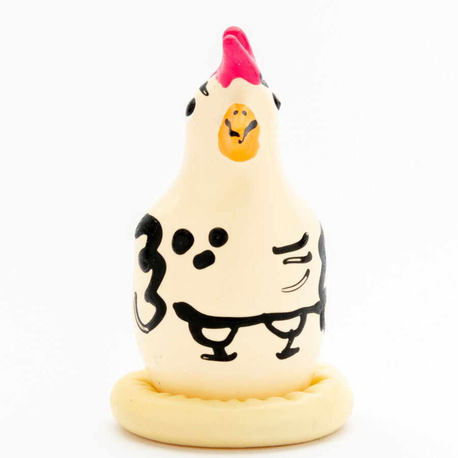 Préservatif Fantaisie Coq Cocky Peint à la Main Latex Naturel - Condomerie