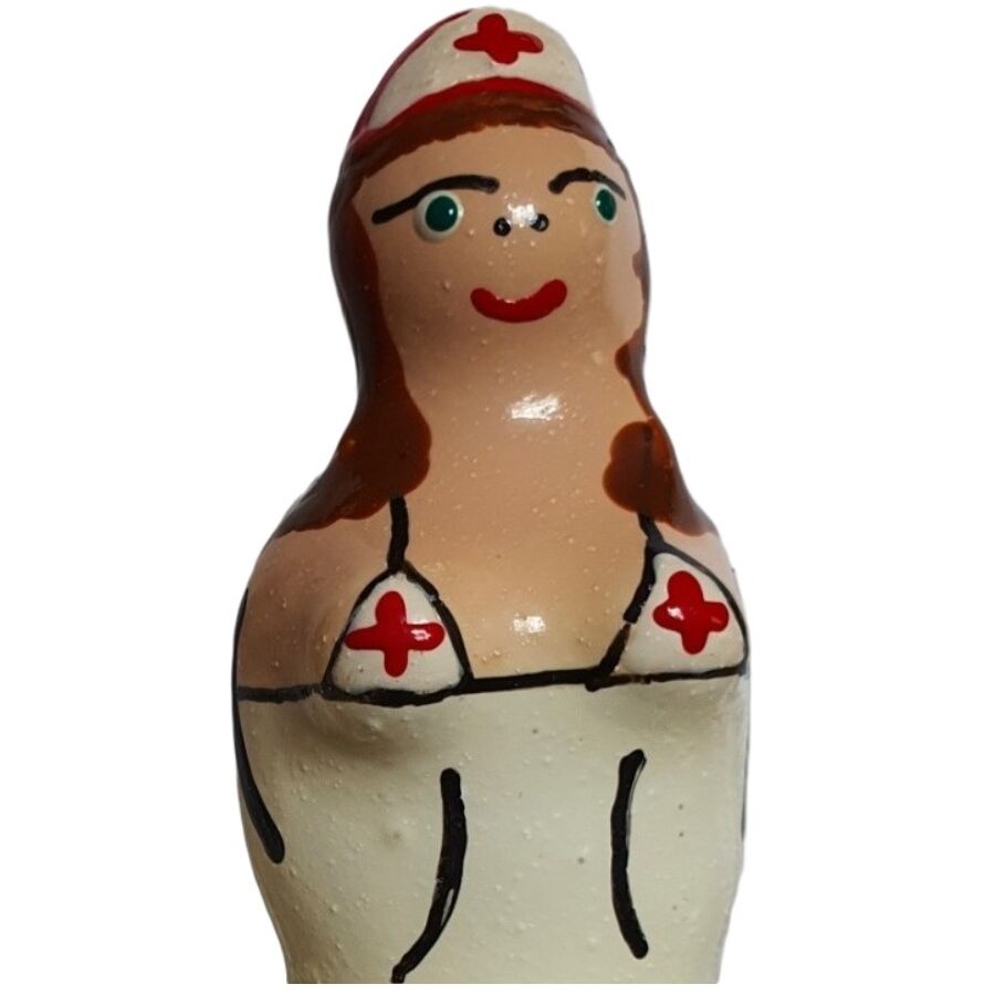 Préservatif Fantaisie Peint à la Main Infirmière Brune - Condomerie