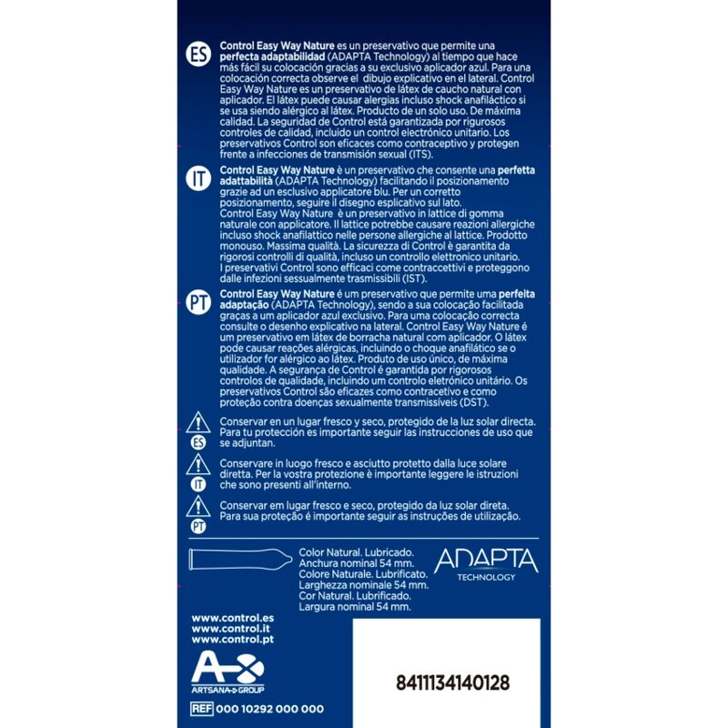 Préservatifs Nature Easy Way Applicateur Latex 10 Unités - Control