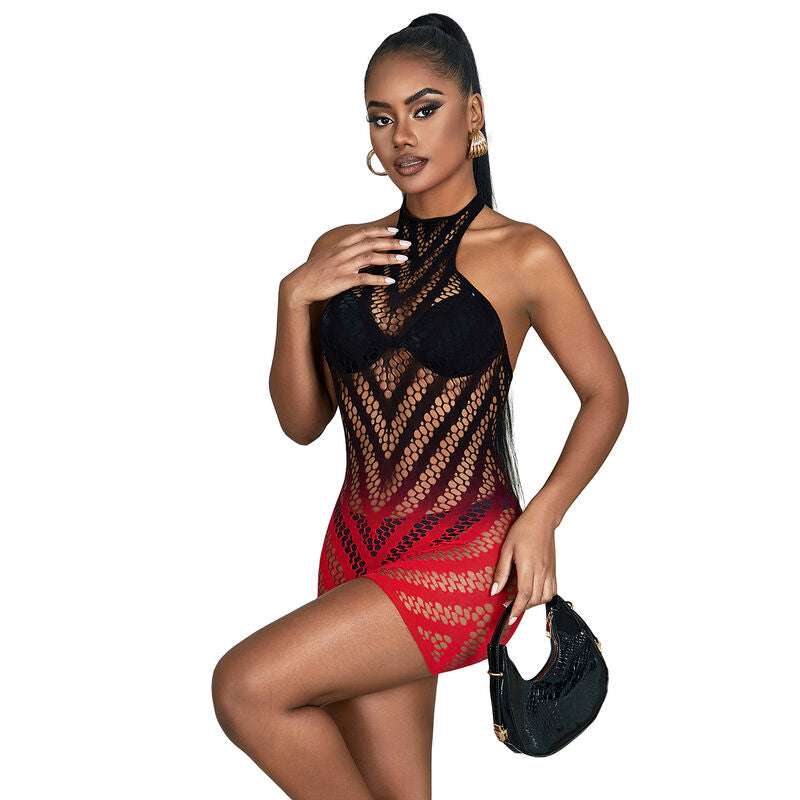 Robe Résille Élastique Dégradé Rouge et Noir Taille Unique - Subblime