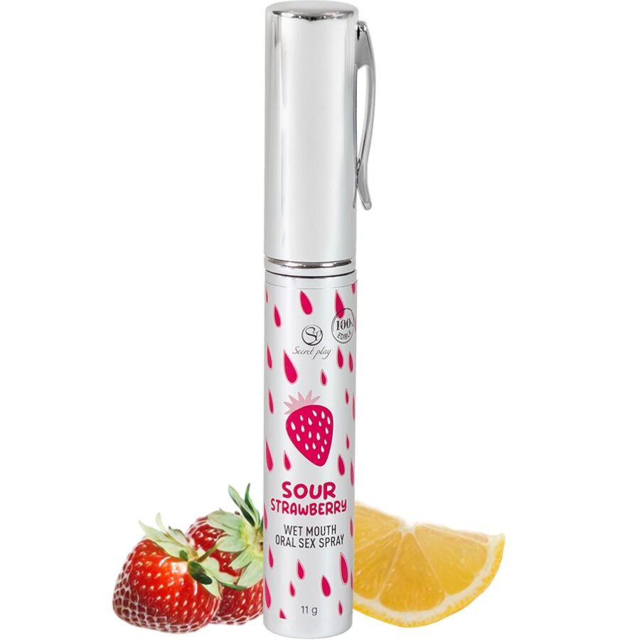 Spray Buccal Sexe Oral Fraise Acidulée Comestible 11g - Secretplay