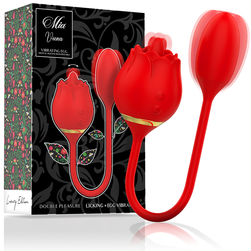 Stimulateur Clitoridien Vienna Double Plaisir Léchant + Œuf Vibrant - Mia