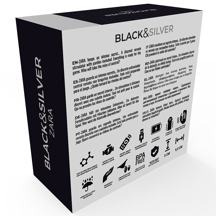 Stimulateur Vibrant Zara Télécommandé avec Culotte Incluse 10 Modes - Black&Silver