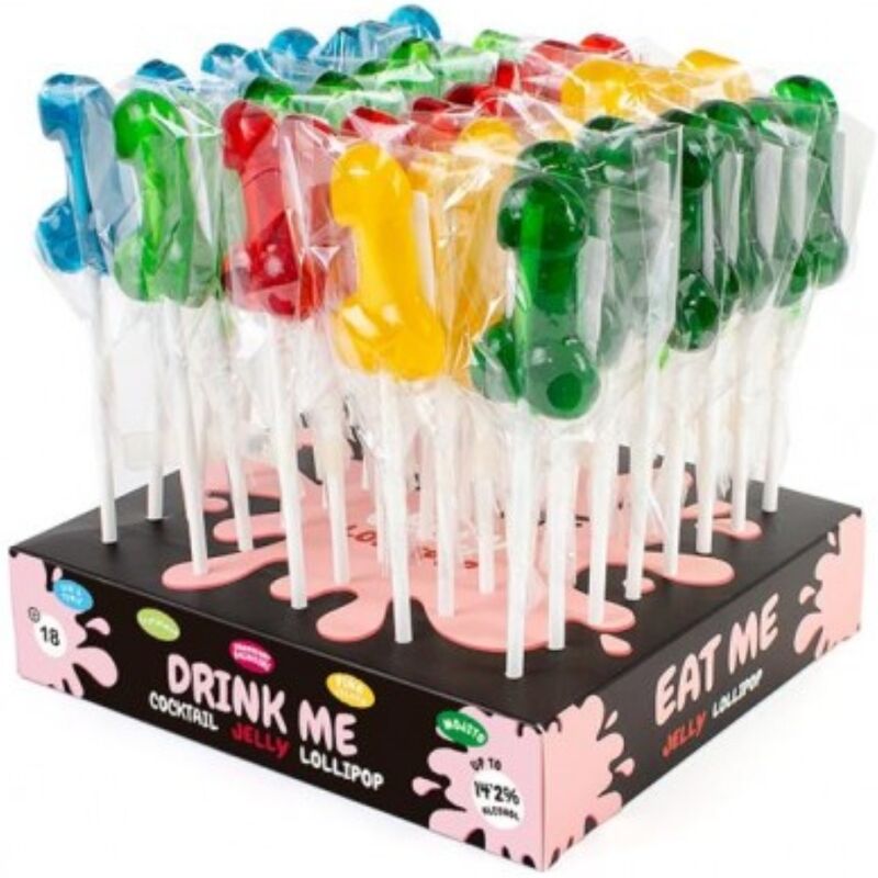 Sucettes Coquines Forme Pénis ulves Goût Alcool Présentoir 40 Unités - Secretplay