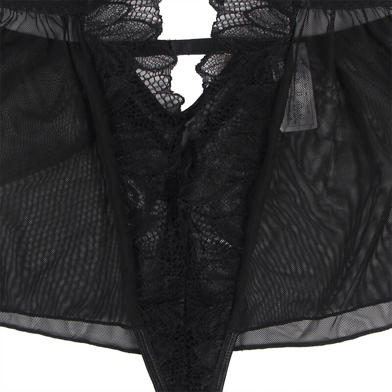 Teddy Halter Neck Dos Nu Dentelle Jupe Tulle Noir - Subblime