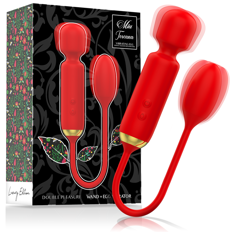 Vibromasseur Baguette Toscana 2-en-1 avec Œuf Vibrant Rechargeable - Mia