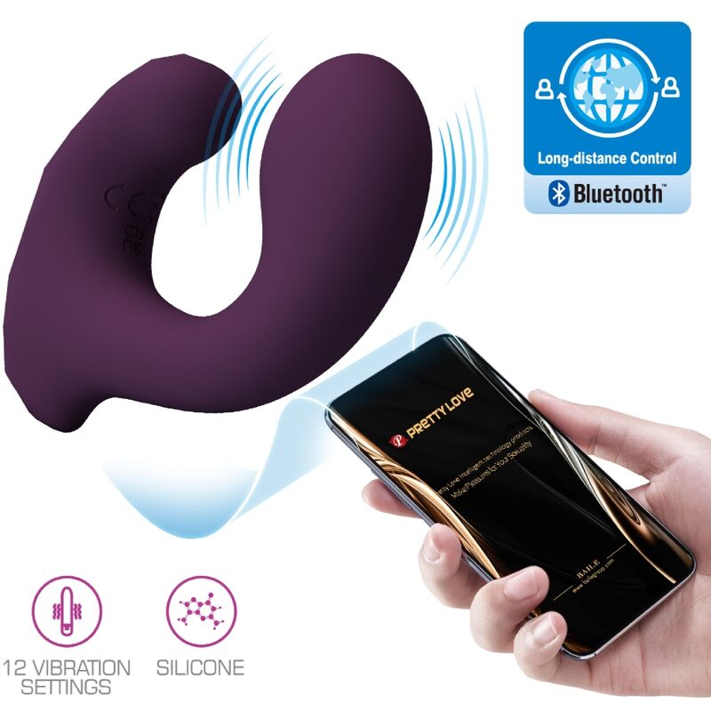 Vibromasseur Couple Connecté Billy Forme C 12 Modes Rechargeable - Pretty Love