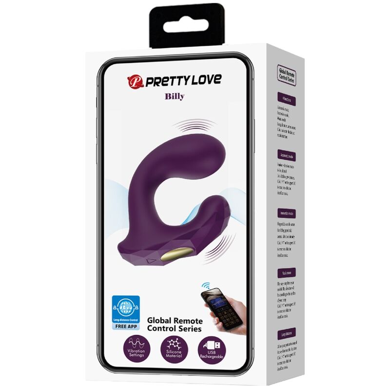 Vibromasseur Couple Connecté Billy Forme C 12 Modes Rechargeable - Pretty Love