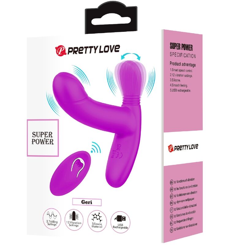Vibromasseur Point G Clitoris Geri Télécommande 12 Vibrations 10 Ondes - Pretty Love