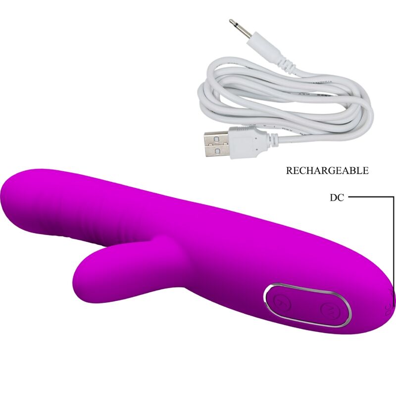 Vibromasseur Rabbit Angélique Va-et-Vient Point G 12 Vibrations USB - Pretty Love