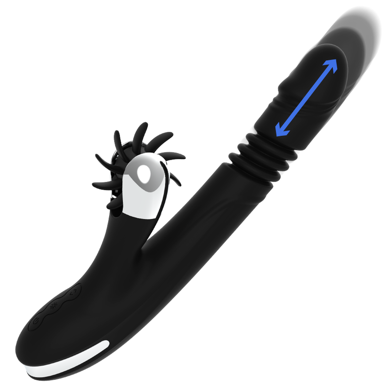 Vibromasseur Rabbit Bunny Reed Up & Down Mouvement Va-et-Vient - Black&Silver