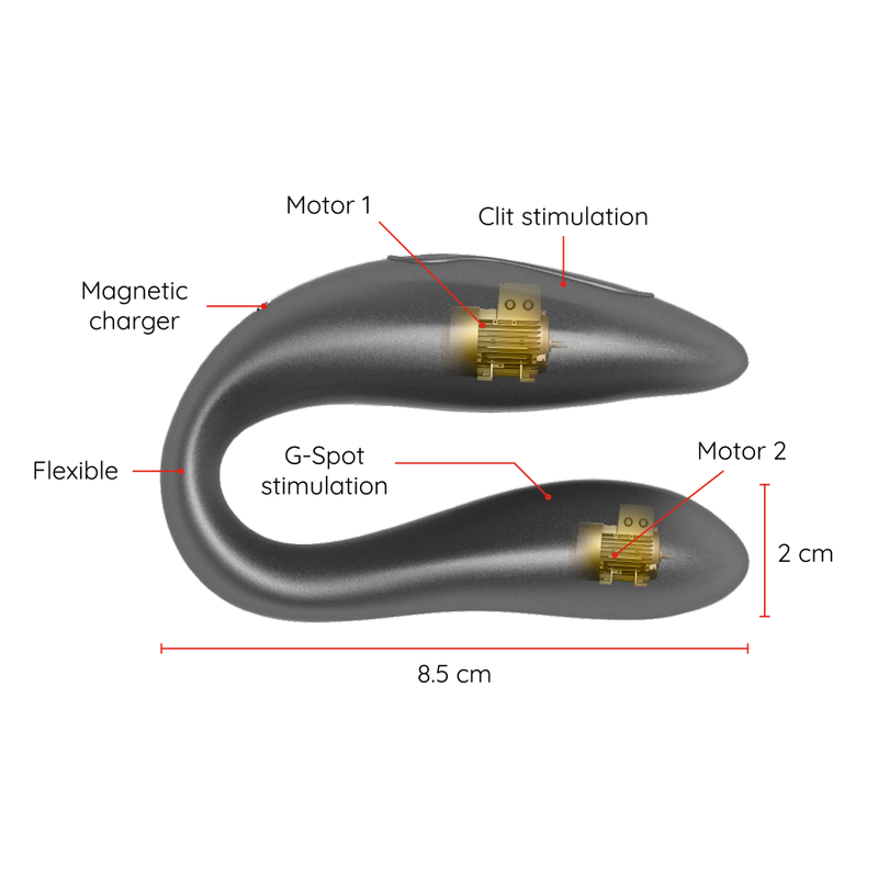 Vibromasseur Rabbit Connecté Lisboa Point G & Clitoris App Gratuite - Oninder