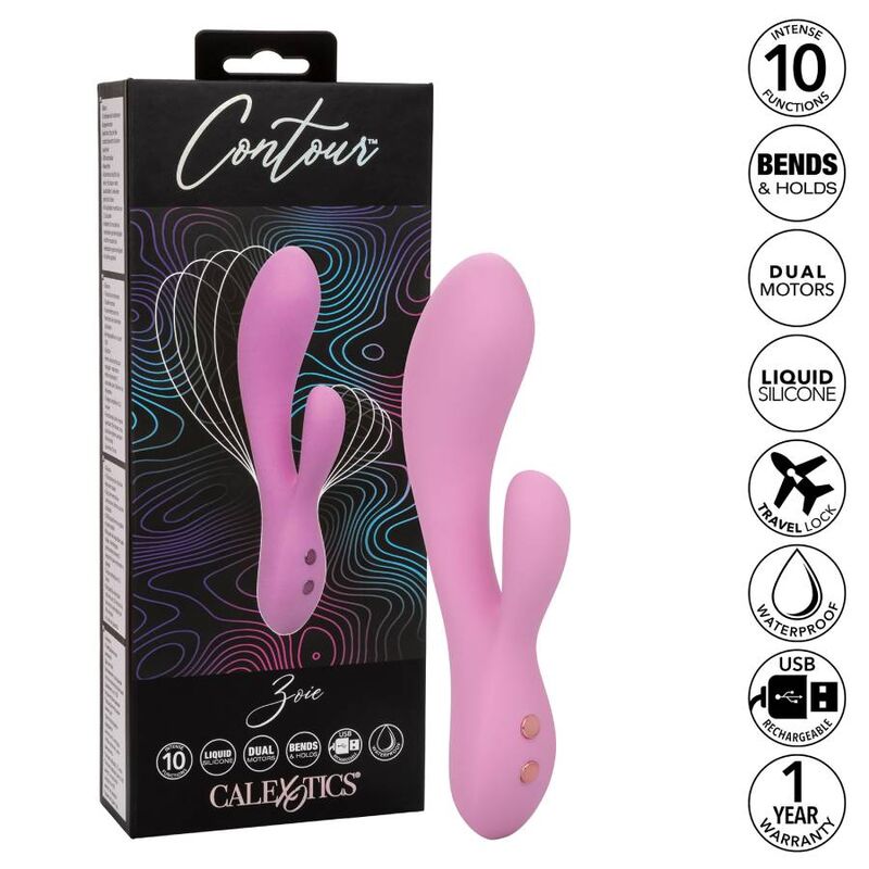 Vibromasseur Rabbit Contour Flexible 10 Fonctions Double Moteur - CalExotics