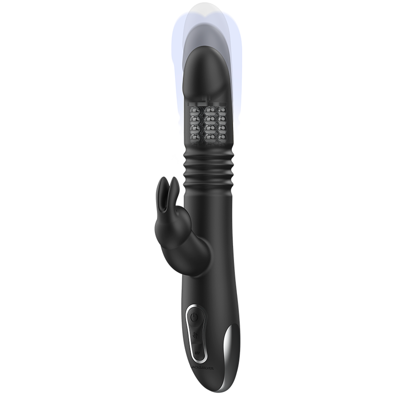 Vibromasseur Rabbit Kenji Perles Rotatives Va-et-Vient WatchMe - Black&Silver