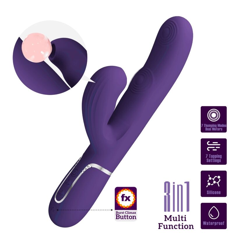 Vibromasseur Rabbit Perlita 3-en-1 Multifonction 7 Modes Rechargeable - Pretty Love
