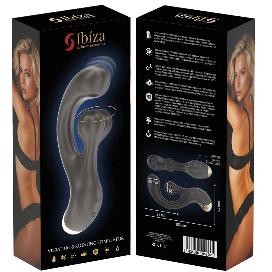 Vibromasseur Rotatif Point G 2 Moteurs 10 Modes USB Magnétique - Ibiza Technology