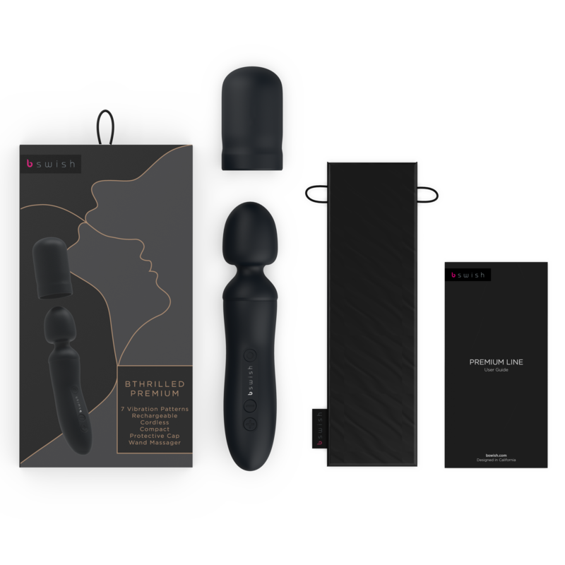 Vibromasseur Wand Bthrilled Premium Tête Flexible Rechargeable Noir - B Swish